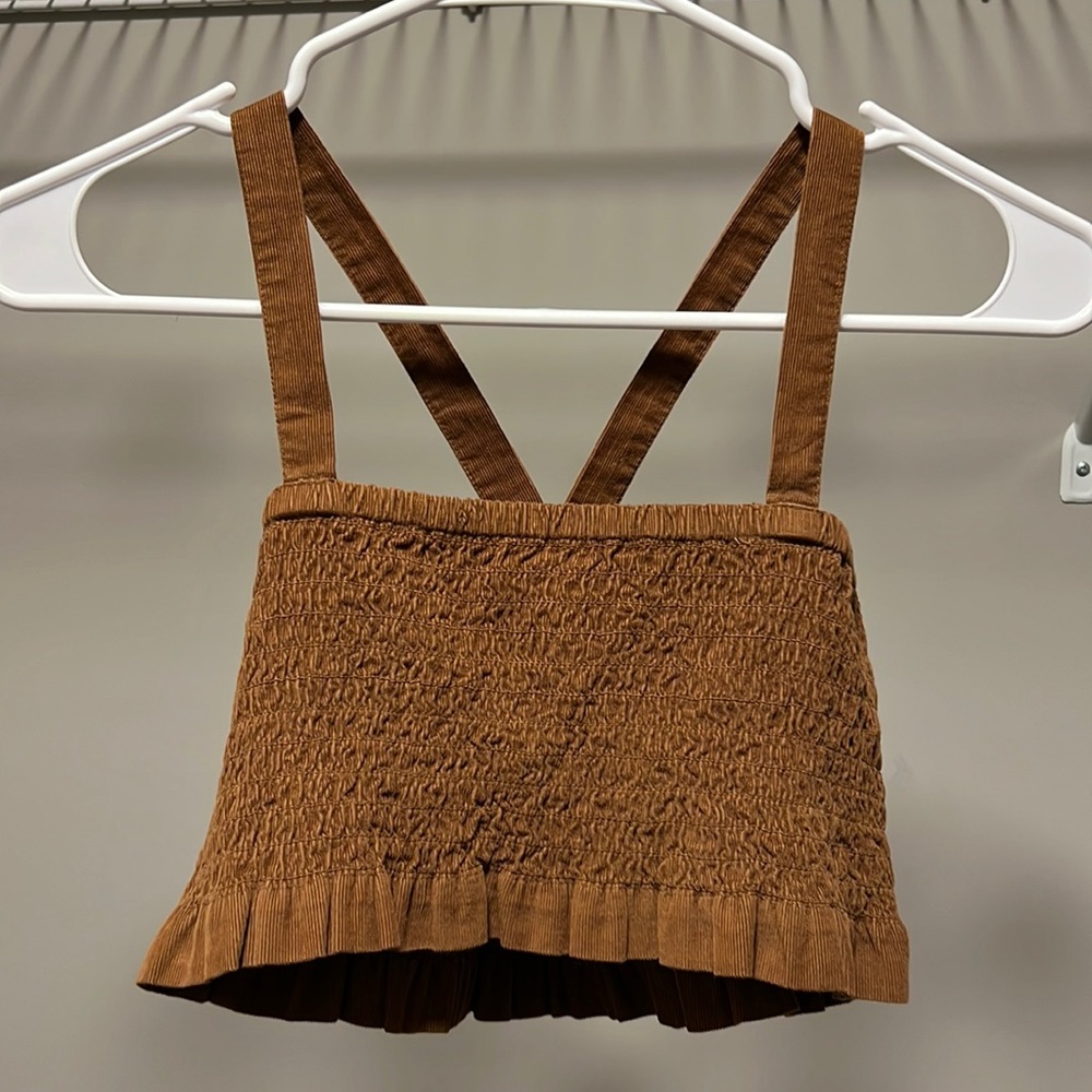 NWOT * American Eagle Brown Corduroy Adjustable Strap Crop Top in Size XS